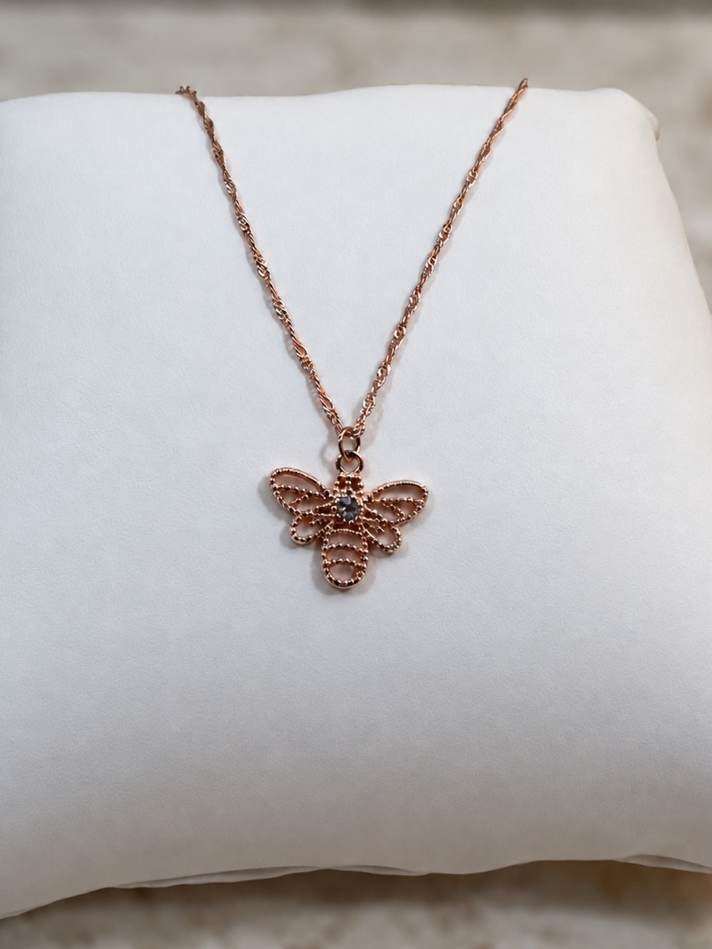 LC Lauren Conrad Rose Gold Bee Pendant Necklace with Twisted Chain
